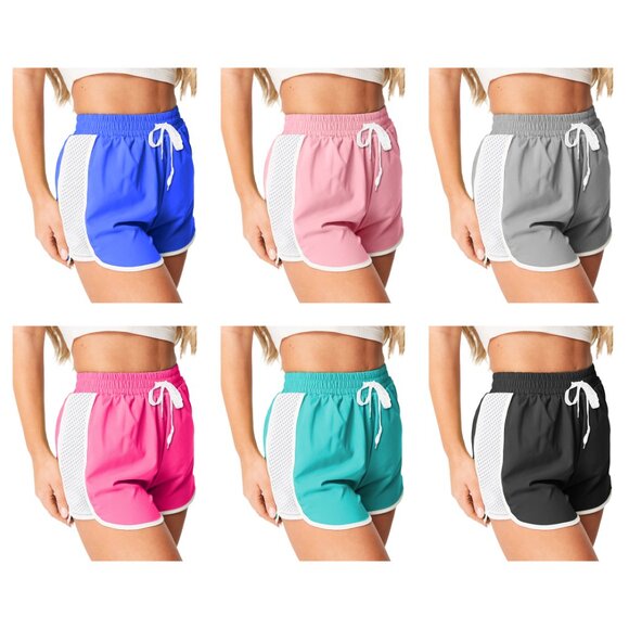 Women's Active Durable Flexible Workout Gym Chic Mesh Patchwork Detailing Shorts - Picture 12 of 15